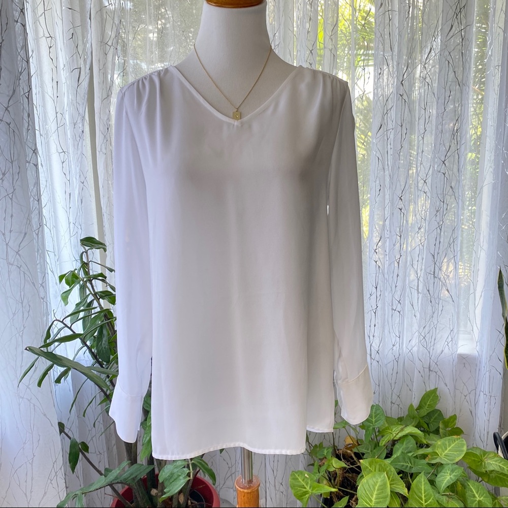 BANANA REPUBLIC - NWT Sheer White Cut Out Long-sleeve Top